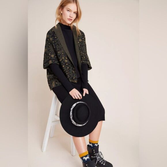 Anthropologie Akemi + Kin Terra Leopard Kimono Cardigan O/S Open Front High Low - Picture 1 of 10